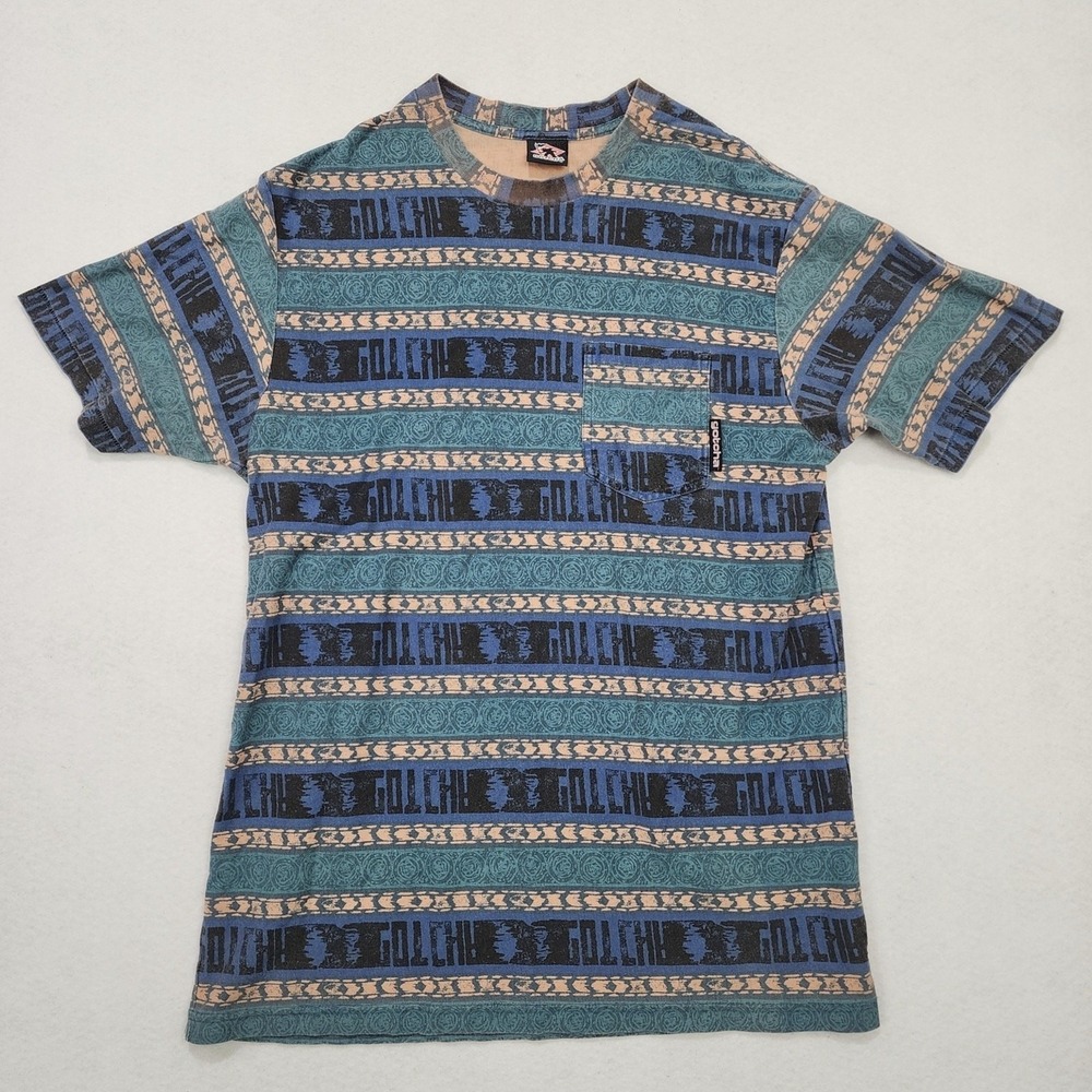 VTG Y2K 90s Gotcha T-Shirt Mens Large Tribal Print Cotton Short Sleeve Crew Neck